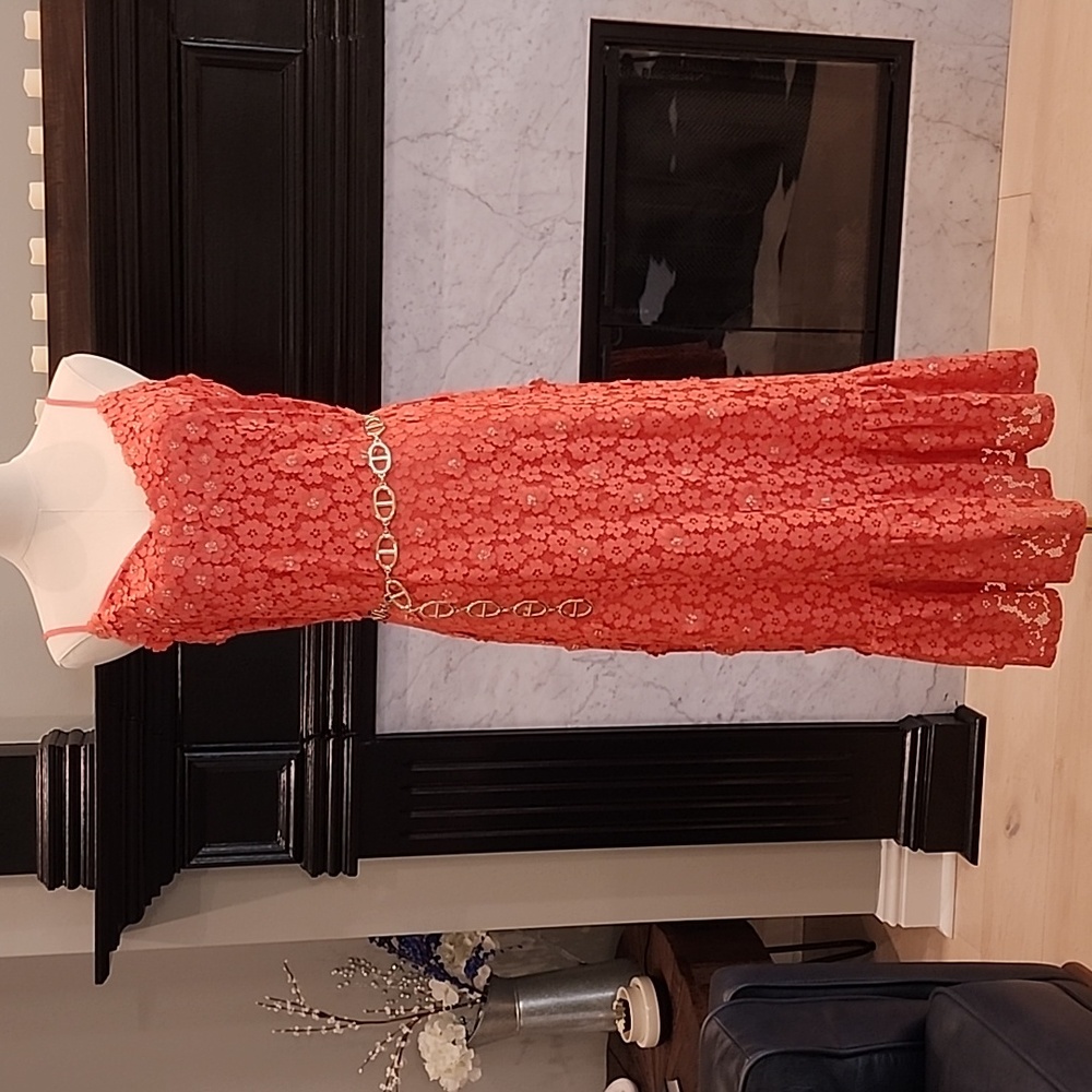 Michael Michael Kors Embellished Coral Peach Size Large Dress